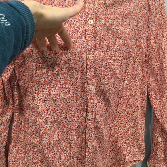 Holding Horses Womens Button Up Shirt Size 4 Floral Anthropologie Pink Western - Picture 6 of 7